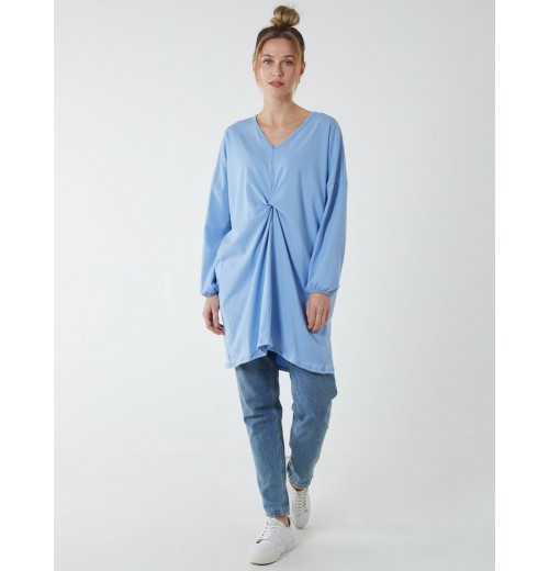 Twist Front Cotton Tunic With Side Pocket