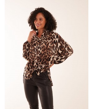 Animal Hi Low Hem Blouse