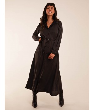 Drawstring Button Through Shirt Maxi Dress