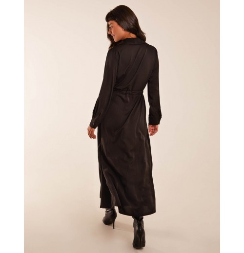 Drawstring Button Through Shirt Maxi Dress