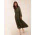 Drawstring Button Through Shirt Maxi Dress