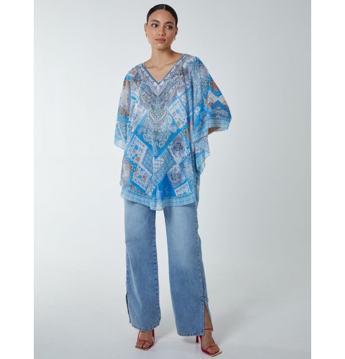 Patchwork Detail Kaftan Top