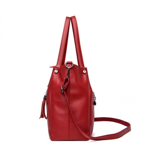 Soft Leather Tote Bag With Zipper