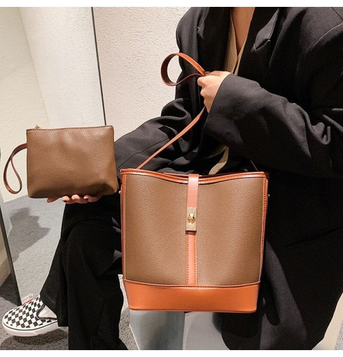 Two Tone Leather Tote Bag