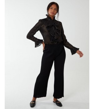 Gold Dots Pleated Frill Shirt