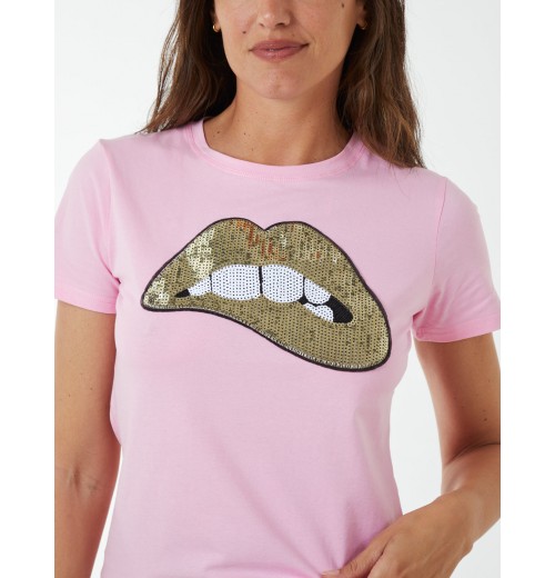 Sequin Lip Bite T-Shirt