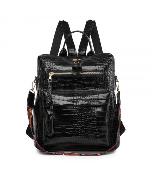 Embossed Leather Backpack Purse